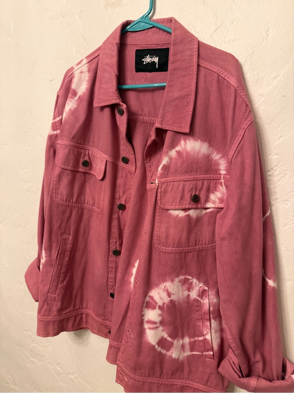 Stussy Pink Tie-Dye Shirt Jacket